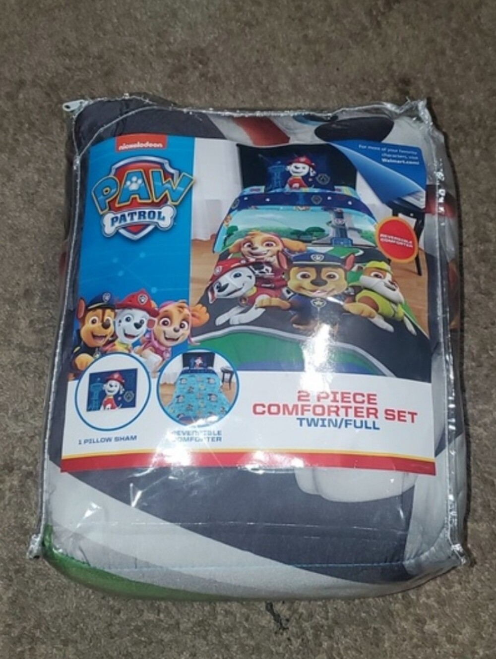 Paw Patrol Kids Comforter in Blue, Green, Black and Red Character Print